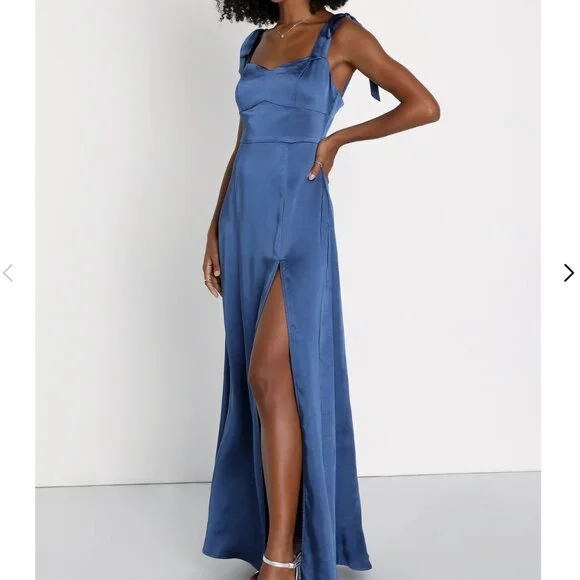 lulus blue satin dress Light Blue Maxi Dress - Satin Maxi Dress - Mermaid Maxi Dress